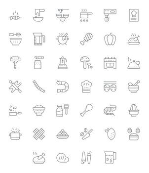 Recipe Professional Set with 40 Thin Line Pixel Aligned High Resolution Icons vector