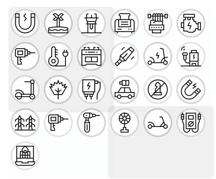 Electric Icon Repository containing 25 Regular Line 256x256 Pixel Optimized graphics vector