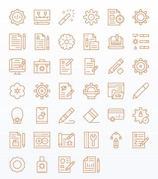 40 Icons for Modify featuring 64x64 Grid Fitted Thin Line Graphics vector