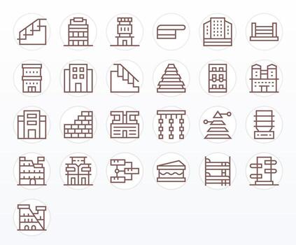 25 256x256 regular línea íconos para multi nivel con píxel alineado precisión vector