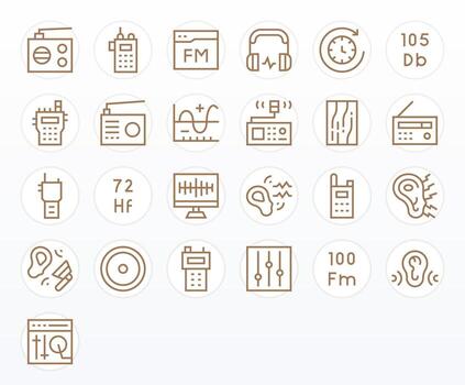 frecuencia visual paquete conteniendo 25 regular línea monitor Perfecto íconos vector