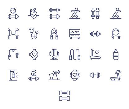 25 Pixel Optimized Regular Line Icons from Cardio Collection vector