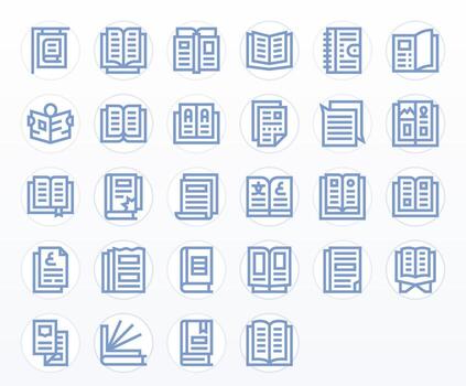 28 High Resolution Icons for Pages in Grid Fitted Bold Line Format vector