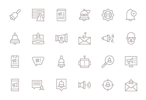 24 High Resolution Detail Enhanced Icons for Alert Icon in Thin Line Theme vector