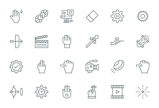 Action Editable Set with 24 256x256 Thin Line Icons vector