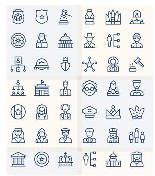 42 Regular Line Grid Fitted Icons tailored for Authority 128x128 interface vector