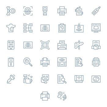 Scan Premium Bundle with 32 128x128 Pixel Aligned Thin Line Icons vector