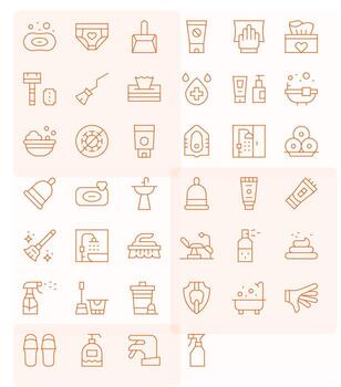 40 Thin Line Icons for Hygiene in crisp High Resolution Display Perfect resolution vector