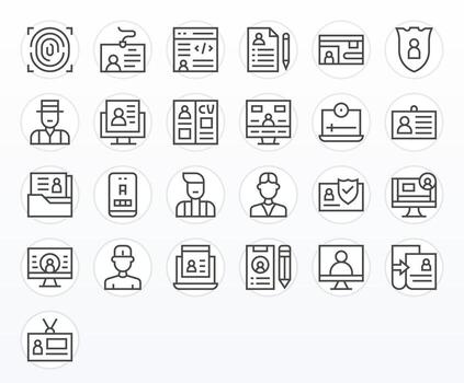 Personal Information Graphics featuring 25 Regular Line Pixel Optimized 64x64 Designs vector