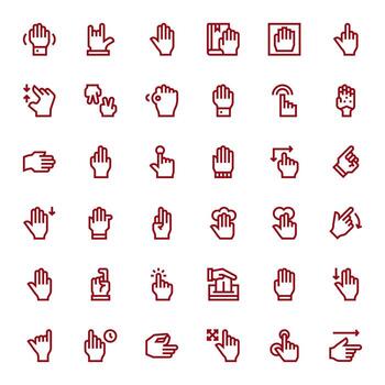 36 píxel alineado negrita línea íconos diseñado para toque interfaz vector