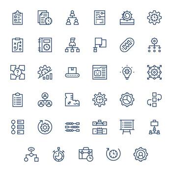 Workflow Ultimate Package with 35 High Resolution Regular Line PIXEL Perfect Icons vector