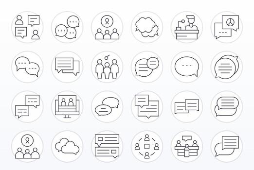 24 Thin Line Icons from Forum in Retina Ready Pixel Optimized Quality vector