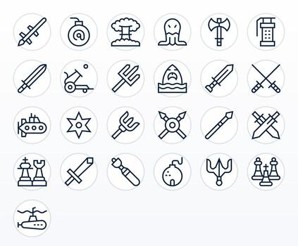 25 Attack Pixel Optimized Icons in High Resolution Regular Line Aesthetic vector