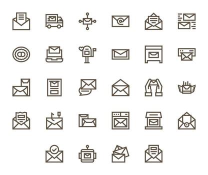Digital Mail Exclusive Set featuring 28 Bold Line Detail Enhanced High Resolution Icons vector