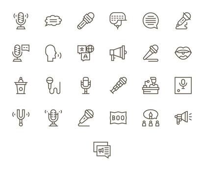 Speech Modern Collection with 25 Regular Line 256x256 Display Perfect Icons vector