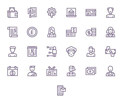 25 Regular Line PIXEL Perfect Icons for Account Graphics vector