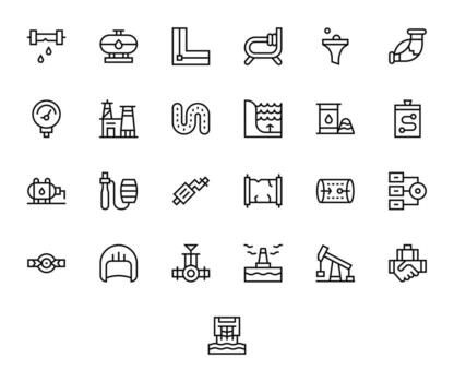 25 Regular Line Icons for Pipeline in crisp 64x64 Detail Enhanced resolution vector