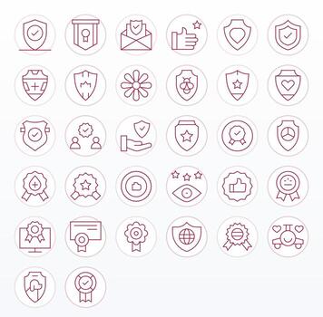 Trustworthy Icon Toolkit featuring 32 Pixel Optimized 128x128 Thin Line elements vector