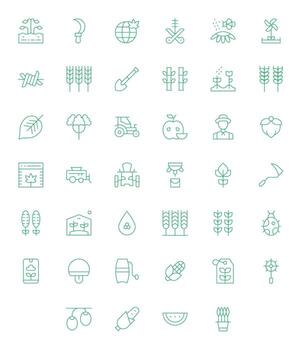 Farming Icon Repository containing 40 Thin Line 128x128 PIXEL Perfect graphics vector