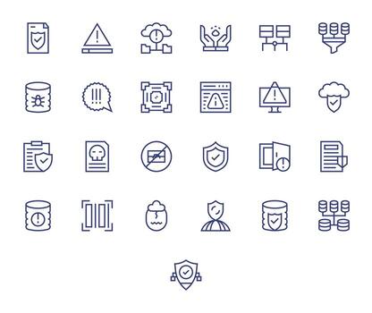 25 Pixel Aligned Regular Line Icons from Data Integrity Collection vector