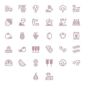 32 Thin Line PIXEL Perfect Icons crafted for Harvest High Resolution applications vector