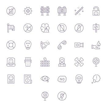 32 Icons for Caution optimized in Display Perfect Retina Ready Thin Line resolution vector
