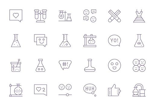 24 Thin Line Editable Icons tailored for Reaction 64x64 interface vector