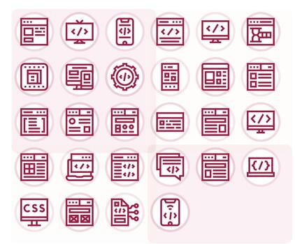 28 Bold Line Grid Fitted Icons tailored for Css 128x128 interface vector