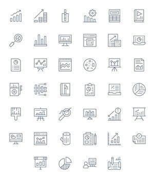 Estadísticas icono repositorio conteniendo 40 Delgado línea 64 x 64 editable gráficos vector
