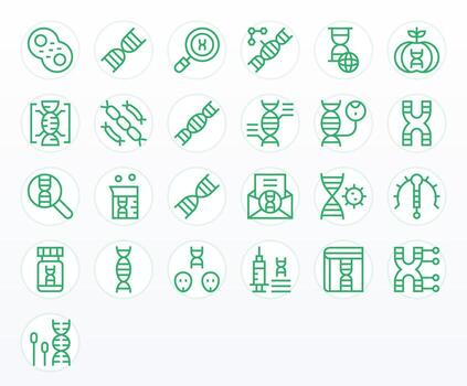 25 Grid Fitted Regular Line Icons designed for Dna Interface vector