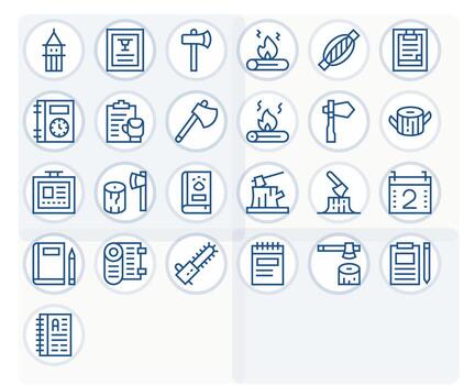 Log Scalable Set featuring 25 Editable Regular Line 256x256 Icons vector