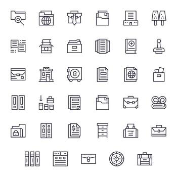 35 Regular Line Editable Icons for Documents Graphics vector