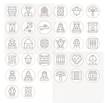 32 Icons for Traditional optimized in PIXEL Perfect 64x64 Thin Line resolution vector