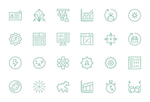 Dynamic Graphics Pack including 24 Thin Line 128x128 Pixel Aligned Icons vector