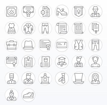 32 Thin Line Icons for Formal in crisp Retina Ready Pixel Optimized resolution vector