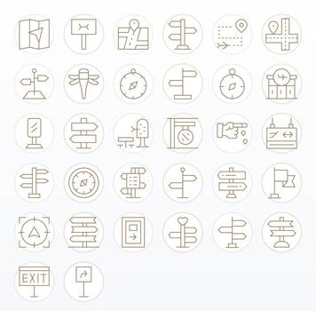 Wayfinding Professional Set with 32 Thin Line Detail Enhanced High Resolution Icons vector