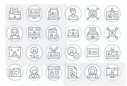 Thin Line Style User Profile Icons with 24 128x128 Editable Designs vector