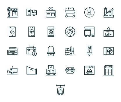 25 Icons for Loading optimized in PIXEL Perfect 64x64 Regular Line resolution vector
