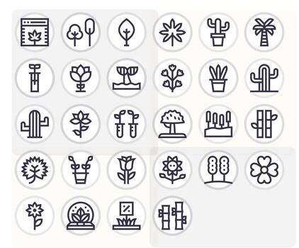 28 Bold Line Icons for Flora in crisp 256x256 Pixel Optimized resolution vector