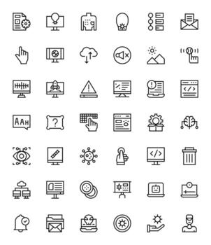 Software Comprehensive Bundle with 42 Pixel Optimized Regular Line 256x256 Icons vector