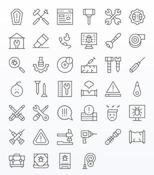 Fix Modern Collection with 40 Thin Line Retina Ready Pixel Optimized Icons vector