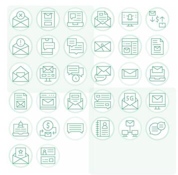 Email Graphics featuring 32 Thin Line Pixel Optimized Retina Ready Designs vector