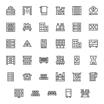 35 Regular Line Display Perfect Icons tailored for Rack High Resolution interface vector