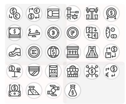 28 Bold Line Pixel Optimized Icons tailored for Trade 128x128 interface vector