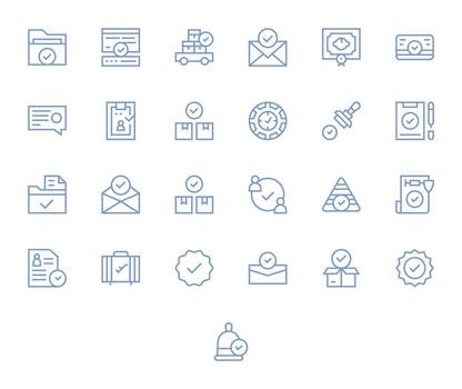 25 Regular Line Icons for Accepted in crisp 64x64 PIXEL Perfect resolution vector