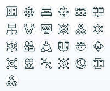 Shared Design Icons featuring 25 PIXEL Perfect Regular Line Style vector