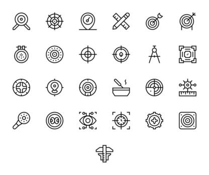 25 256x256 Icons for Accuracy in Grid Fitted Regular Line Format vector