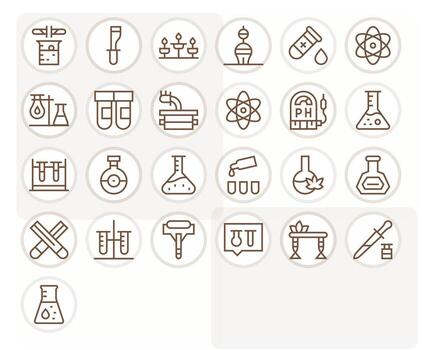 Experiment Icon Set with 25 Regular Line 128x128 Pixel Optimized Graphics vector