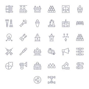 Assembly Icon Toolkit featuring 32 Editable 128x128 Thin Line elements vector