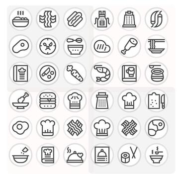 Culinary Comprehensive Bundle with 36 Display Perfect Bold Line High Resolution Icons vector
